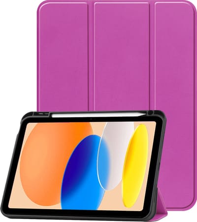 Hoesje - Geschikt voor Apple iPad A16/A18 (2025/2026) - 11 inch (11e & 12e generatie) - Dun & Stevig - Trifold Bookcase - Hard Cover Case - Met Uitsparing Geschikt voor Apple Pencil - Hardcover Book - Tablet Hoes - Paars