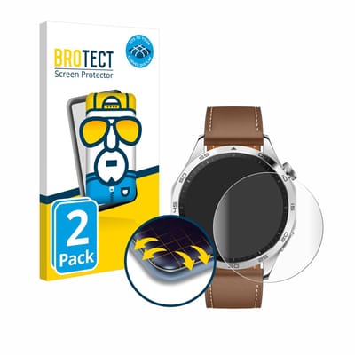 BROTECT - Screenprotector voor Huawei Watch GT 4 (46mm) - Folie Beschermfolie transparant volledig dekking - 2 Stuks