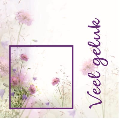 Luxe Bloemenkaartje - "Veel Geluk" - Cadeaukaartje - 20 Stuks - Bedankt Kaartjes - Bloemen - 7x7cm - Met Boorgaatje