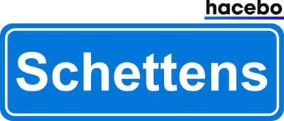 Hacebo - Plaatsnaam Sticker - 29x10 CM - Schettens sticker - Verkeersborden sticker - grappige cadeaus - Schettens