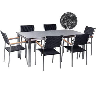 COSOLETO/GROSSETO - Tuinset 6 persoons - Zwart - Graniet/Rotan