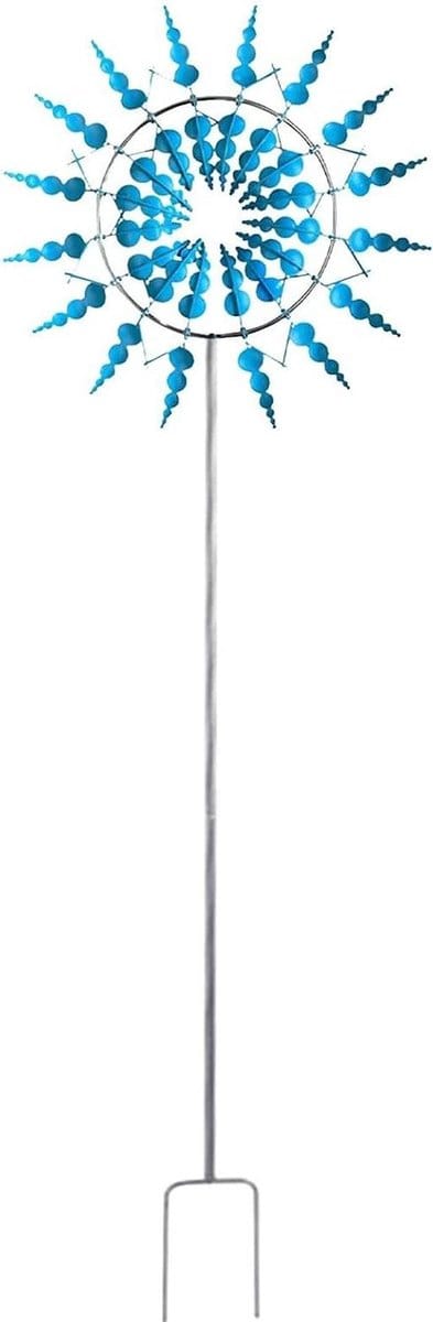 Windspinner - Windmolen Decoratie - Tuin Verfraaien - 3D Kinetic Sculptuur - 93cm Hoog - Blauw