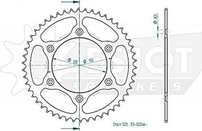 Couronne transmission Esjot pour moto Beta 125 RR Enduro 2T 2018 à 2019 50 dts P520
