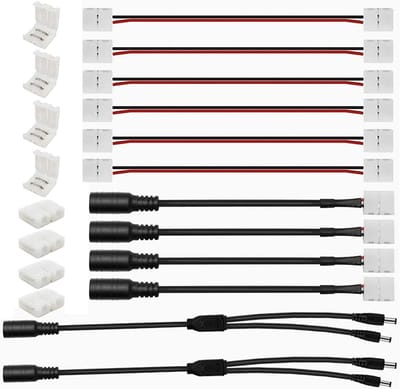 2-Pin LED Strip Connectors voor 8 mm Monochrome LED Strips, 20 Stuks, SMD 3528/2835, DC Aansluitkabels