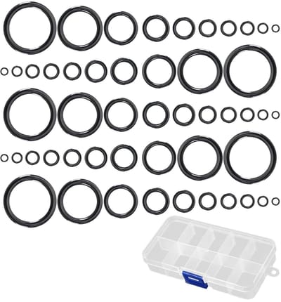 Dailygoods- Hengelringen 50 Stuks - Keramische Gidsringen - 10 Maten 3.75mm/29.8mm - Inclusief Transparante Doos - Hoogwaardige Materiaal - Schokbestendig - Hengelonderdelen