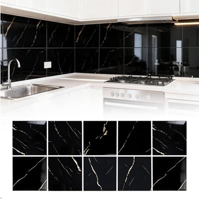 Set van 10 Zelfklevende 3D Wandpanelen met Steenlook - Waterdichte PVC Tegels voor Studio, Speelkamer en Thuiswerkplek, 30 x 30 cm