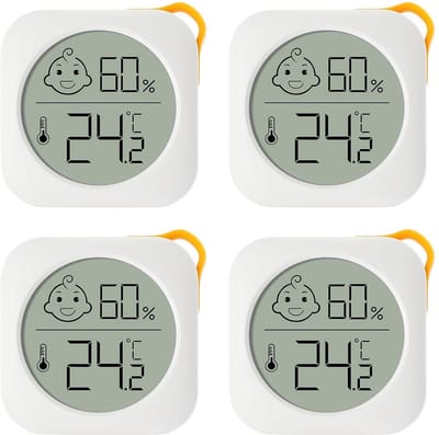 4x Digitale Mini Thermo-Hygrometer met Smiley Indicator voor Binnenklimaat