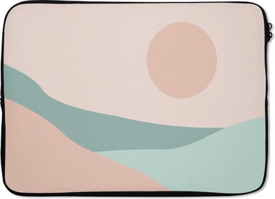 Laptophoes 14 inch - Zomer - Strand - Zee - Zon - Laptop sleeve - Binnenmaat 33x23 cm - Zwarte achterkant