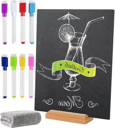 Table Board 21 x 30 cm met standaard, dubbelzijdige mini krijtborden voor boodschappen, evenementen en restaurants, ideaal voor menu's en decoratie (1 set)