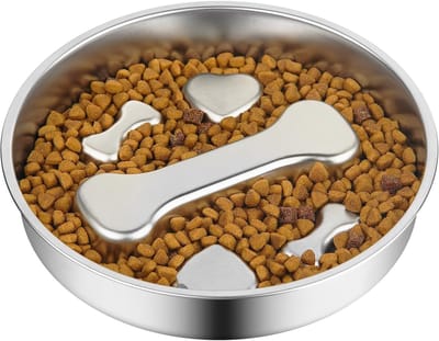 Famanu – Langzaam Eetbak 2 Kopjes 304 Roestvrijstaal Honden Langzaam Eetbak Voerbak - Metalen Antislip Likbak - Puppy of Kat Voerbak - Huisdier Accessoires - Puzzel