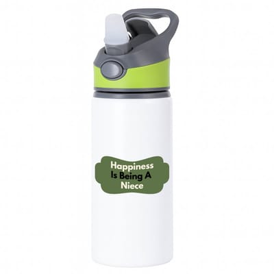 Hacebo® - happiness is being a niece waterfles met rietje groen - Nicht - de liefste nicht - verjaardag - cadeautje voor nicht - nicht artikelen - kado - geschenk - water fles - 650ML