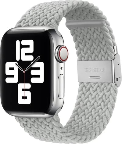 MY PROTECT - Gevlochten Nylon Bandje - Geschikt Voor Apple Watch Bandje - Series 1/2/3/4/5/6/7/8/9/10/SE/Ultra - 44mm - 45mm - 46mm - 49mm - Braided Loop - Grijs