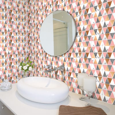 Zelfklevende muurtegelstickers voor keuken en badkamer - 60 stijlvolle geometrische tegelstickers met marmerlook - 60 stickers van 20x20 cm