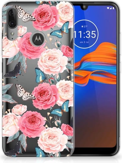 Motorola Moto E6 Plus TPU Case Butterfly Roses