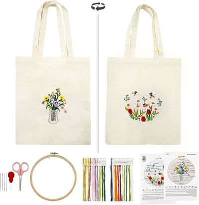 Dubbele Patroon Canvas Tote Bag Borduurset voor Creatieve Projecten en Handwerk
