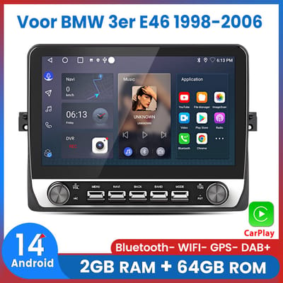 Awesafe 10.1 Inch Autoradio - Voor BMW 3-Serie E46 1998 t/m 2006 - RAM 2GB + ROM 64GB - Draadloos Apple Carplay & Android auto - GPS Navigatie Bluetooth WIFI - IPS Radio Scherm - 1998 1999 2000 2001 2002 2003 2004 2005 2006