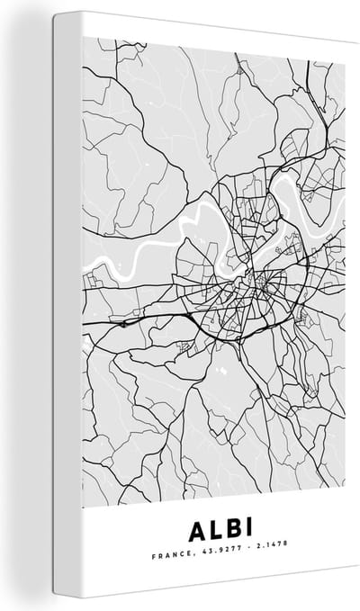 Canvas Schilderij Frankrijk – Albi – Stadskaart – Plattegrond – Kaart - 20x30 cm - Wanddecoratie