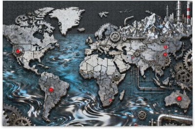 Wereldkaart Vloerpuzzel - Puzzel Stukken - Familie Spelletjes - Houten Basis - 75 x 50 cm - Wereldkaart
