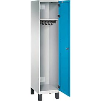 C+P Kast Cambio, 1 vak, op poten, B 400 x D 525 x H 1980 mm, lichtgrijs/lichtblauw