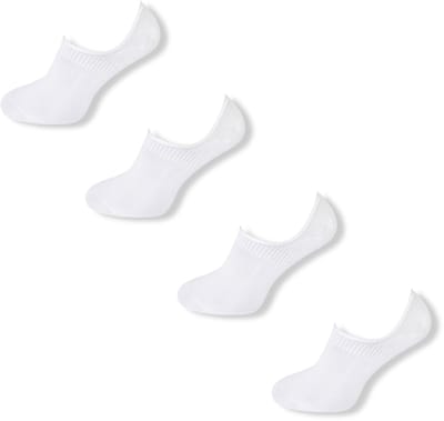 Basset Bamboe - Unisex Invisible Footies - 4-pack - Maat 35/38 - Wit