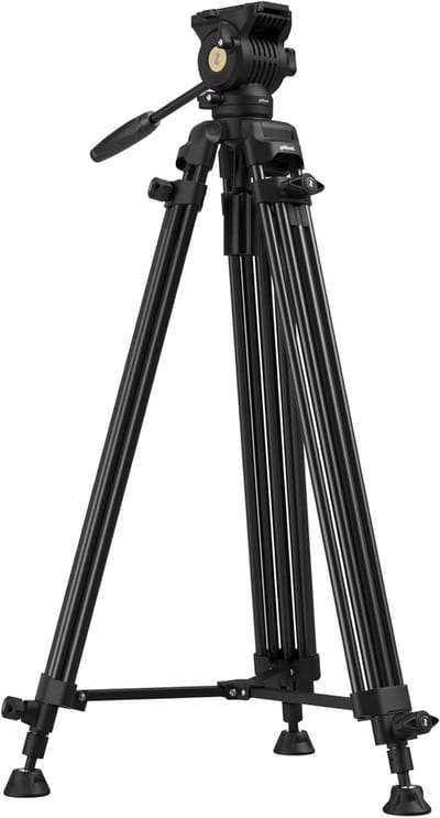 Zware Aluminium Video Tripod van 73''/186cm, Max. Belastbaarheid 8kg, Compact Reistrekker met Vouwhoogte van 88cm