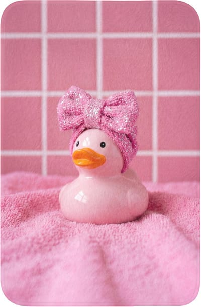 WC mat 40x60 cm - Antislip - Badeend -Strik - Roze - Toiletmat - Vloermat - Douchemat - Toilet tapijt - Toiletmatten