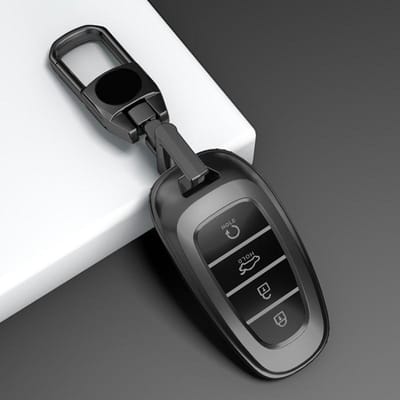 Gris Titane Pour Hyundai Tucson Solaris Sonata Hybride Nexo Nx4 Santafe Dn8 Housse Porte-Clés pour Clé de Voiture à Télécommande 4 Boutons gray