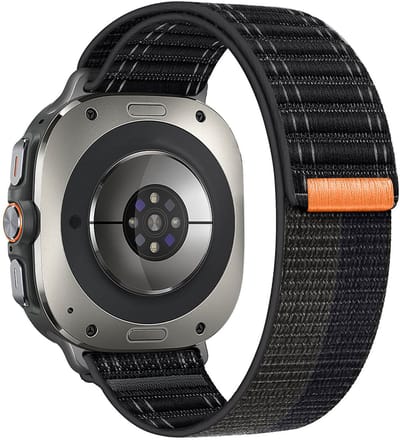 Stravo Nylon Horlogebandje met Klittenbandsluiting – Geschikt voor Samsung Galaxy Watch Ultra 2 (2026) / Ultra (2024/2025) – Sport Bandje – Geribbelde Structuur – Zwart