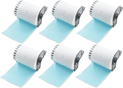 Gekleurde Vervangende Etiketten 102mm x 30.48m voor QL-Labelprinters - Blauw - 6 Rollen