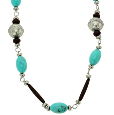 Behave - Vintage ketting dames - Boho chic - Blauw bruin - 100 cm