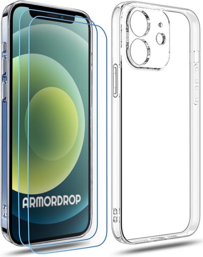 ArmorDrop Transparant Hoesje Inclusief 2x Screenprotector Geschikt Voor iPhone 12 Mini