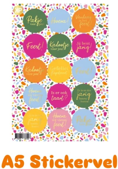 15 luxe Sticker- sluitsticker - Stickervel A5 - Terrazzo Color - stickers -