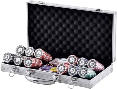 CORE Pokerset - Pokerchip - 300-Delige poker - Aluminium koffer - Pokerfiche - 2x Pokerkaarten - IJzeren/plastic fishes - 38.6x20.5x6.5cm