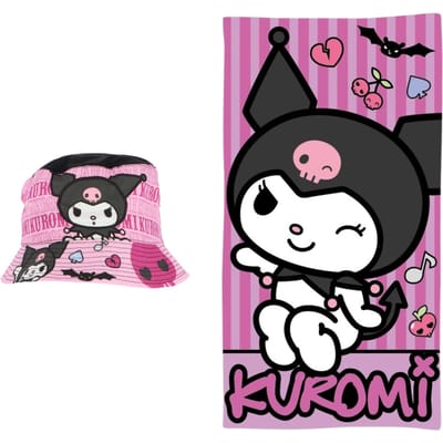 Kuromi strandset; strandlaken en vissershoedje