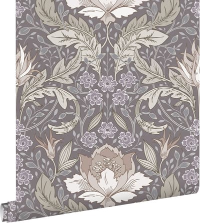 ESTAhome behang vintage bloemen in art nouveau stijl groen en grijs - 50 x 900 cm - 131079