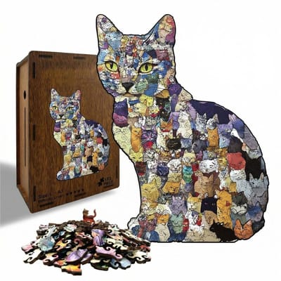 Ryoudavell - Houten Puzzel voor Volwassenen - Kattenpuzzel - Houten Puzzel - puzzel - 183 Stukjes - spaarpot volwassenen - FSC-gecertificeerd hout (Formaldehyde-vrij) -stijl - Cadeau & Decoratie - 21 x 32 cm - Niet compatibel met LEGO