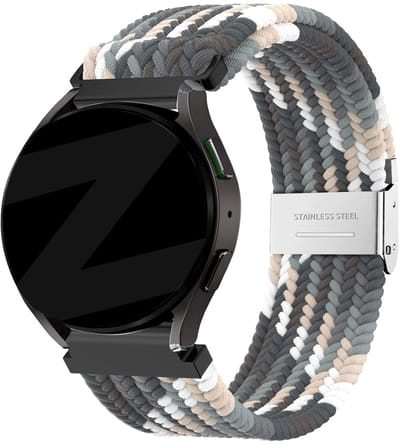 Bandz Hoogwaardig gevlochten bandje met klemsluiting geschikt voor Garmin Vivoactive 6 / 5 / 3 / Vivomove / 3 / HR / Style / Luxe / Sport / Trend / Forerunner 645 / 570 / 245 / 170 / 165 / 70 / 55 / Venu / SQ / SQ2 / 2 Plus - Mandala zwart