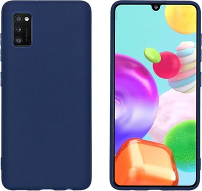 Hoesje Geschikt Voor Samsung Galaxy A41 Hoesje - Fluweelzachte Microvezel Siliconen Back Cover – Donkerblauw