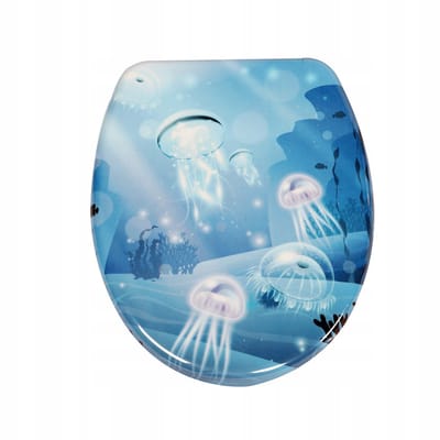 Namajunas - WC-brillen - Wc bril softclose - Toilet bril - Universele vorm WC Bril - Duroplast - Antibacterieel - Fantasierijke Kwal - Met Deksel - RVS Bevestiging - Easy Clean - Snelle montage en demontage - Inclusief Bevestigingsmateriaal
