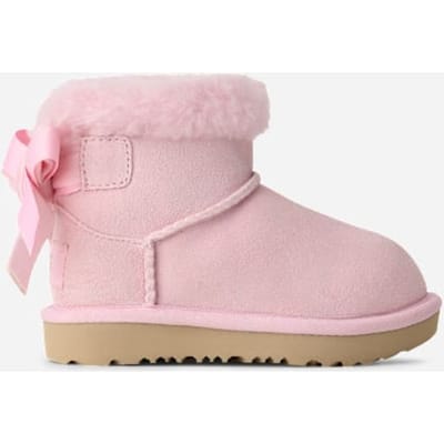 UGG® Classic Mini Bailey Mixed Bow Boot, Suede/Polyester/Wool