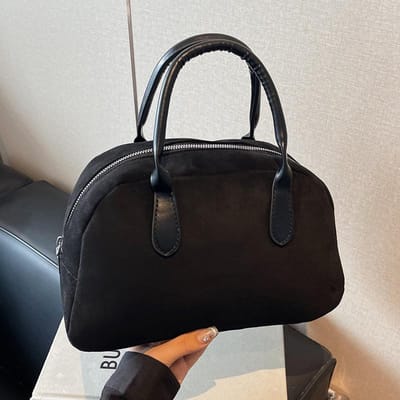 Bruine Suède Boston Tas voor Dames Herfst en Winter Nieuwe Bowlingtas High-end Kussentas Handtas voor Dames black