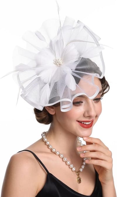 Elegante Dames Fascinator Hoed met Bloem en Veil - Feestelijk Hoofddeksel voor Bruiloft en Thee Party