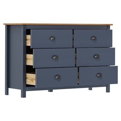 vidaXL - Dressoir - Hill - 125x40x80 - cm - massief - grenenhout - grijs