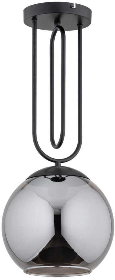 Zwarte hanglamp Rita Alfa met glazen bol, E27 fitting