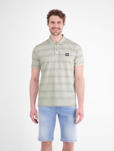LERROS Poloshirt van fijne piquŽkwaliteit met een frisse strepenlook , Maat: S , Kleur: CLOUDY WHITE , 53% katoen, 47% polyester