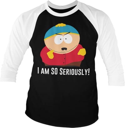 South Park Eric Cartman I Am So Seriously BaseT-shirt met 3/4-mouwen, wit-it-zwart