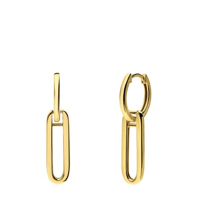Lucardi Dames Zilveren goldplated oorringen met hanger ovaal - Oorbellen - 925 Zilver - Goud