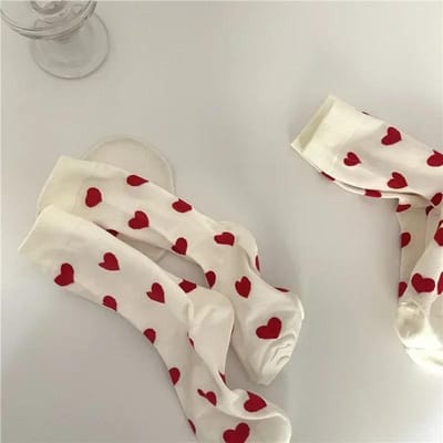 Grappige liefdevolle rood hart patroon katoen mannen vrouwen Crew Sock Street Tide Crew sokken cadeau mannen man leuke sokken nieuwigheid Funky One Size roze