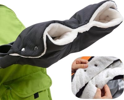 Kinderwagen Handschoen Handwarmer - Handschoenen Voor Kinderwagens - Buggy Handenwarmer - Gevoerde Handschoenen - Universele - Waterdicht En Winddicht - Warme Handen - Verwijderbaar - Wandelwagen - Kinderen - Buggy Accessoires - Zwart