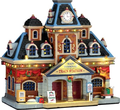 Lemax - Main Terminal Train Station -  With 4.5v Adapto - Kersthuisjes & Kerstdorpen